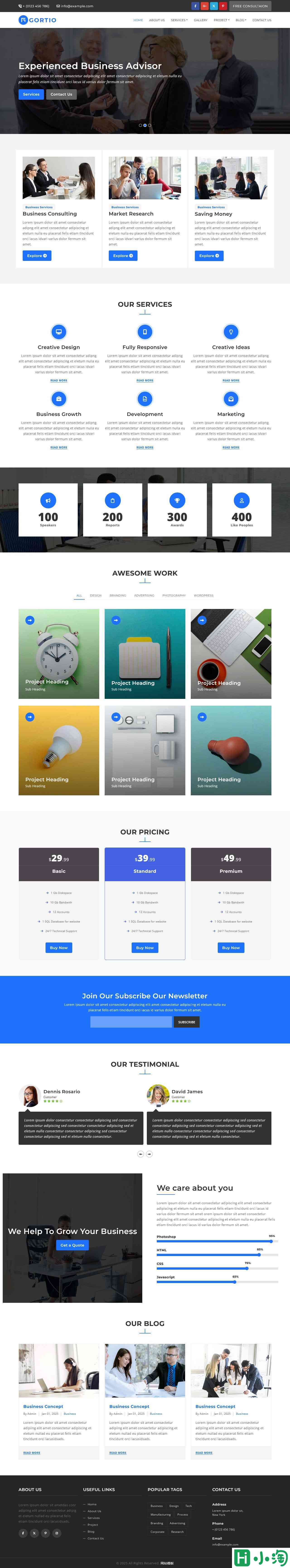 专业商业咨询与服务展示平台网站模板-PC预览